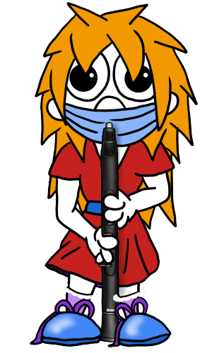 Flutegirl Playing an EWI Electronic Wind Instrument Akai 4000s